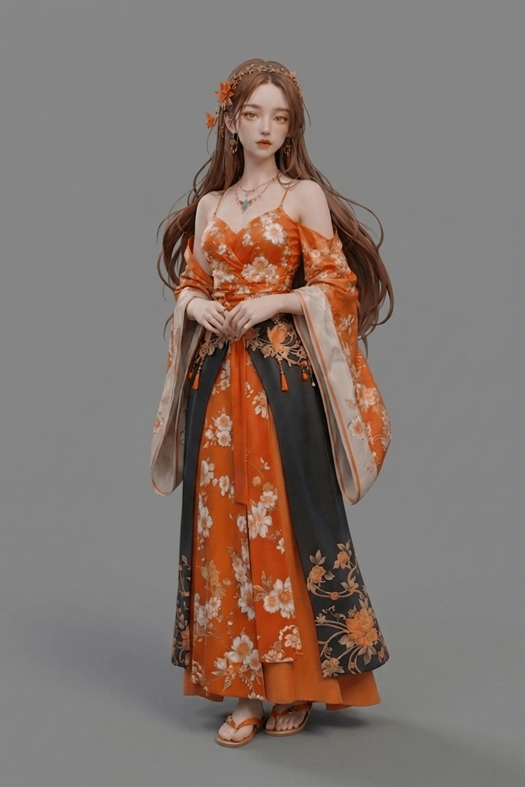 Anime Art - Asian Demure Orange - STL File