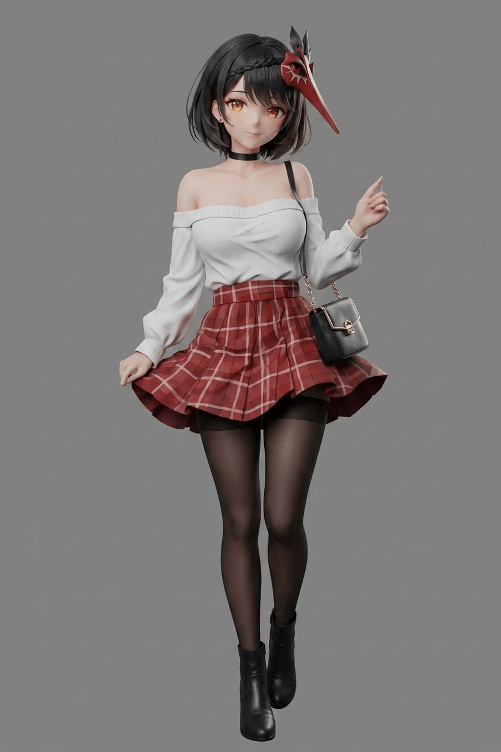 Anime Art - Bouncing Girl in Plaid - STL File