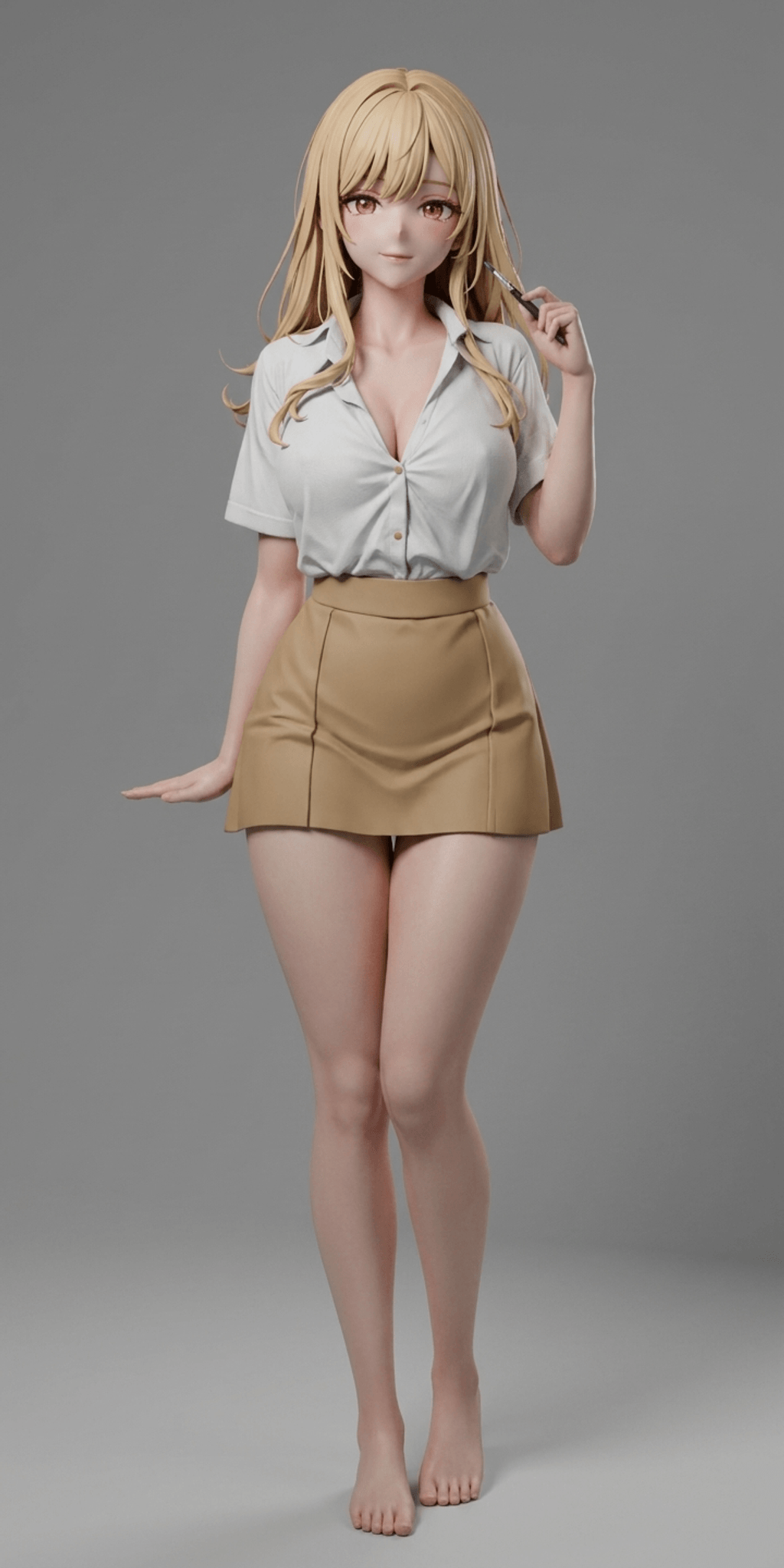 Anime Art - Girl with Curves Galore - STL File