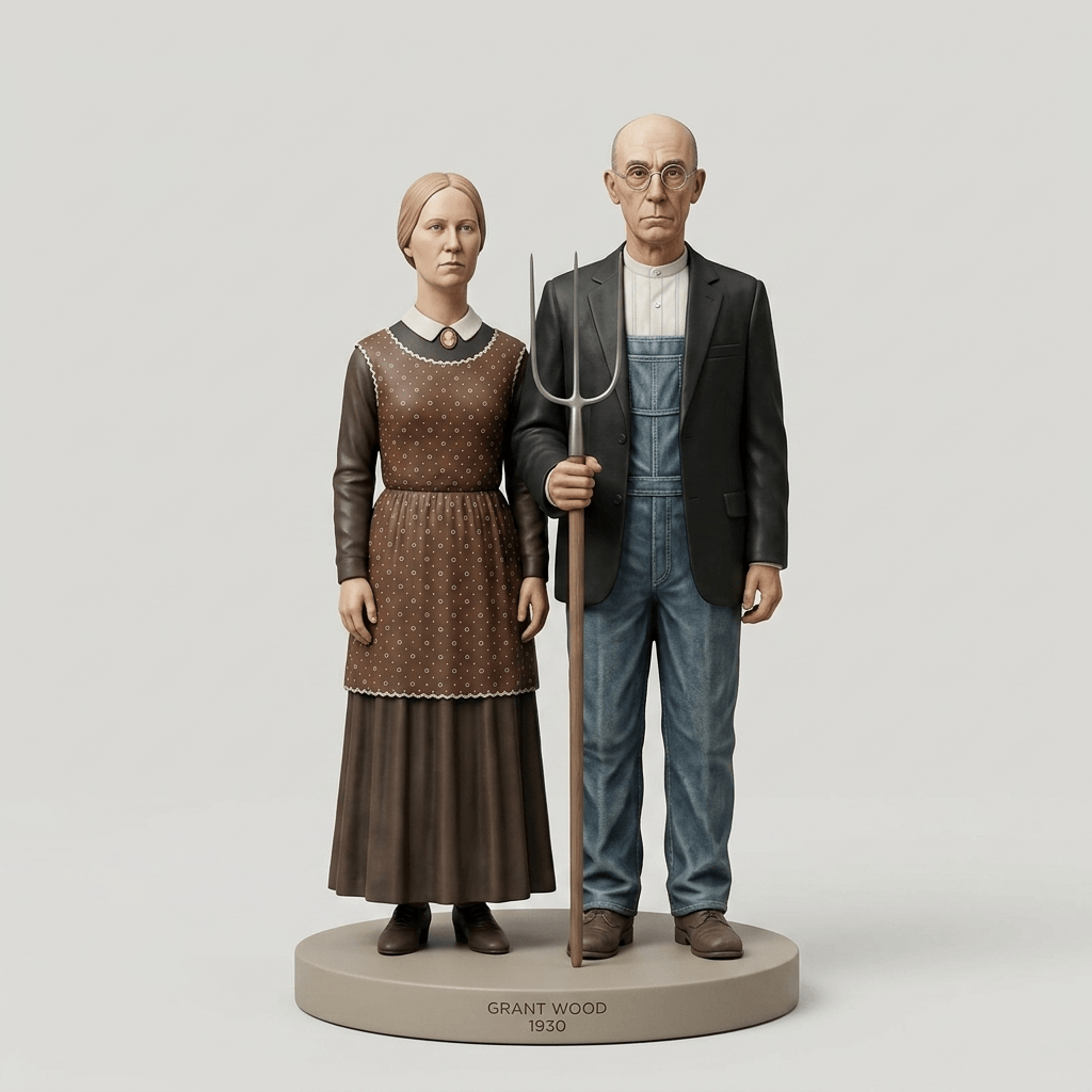 Famous Art - American Gothic - Grant Wood - 1930 - STL FIle