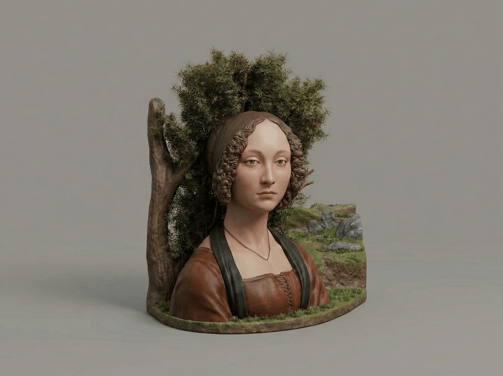 Famous Art - Ginevra de' Benci  - Leonardo Da Vinci - 1474 - STL File