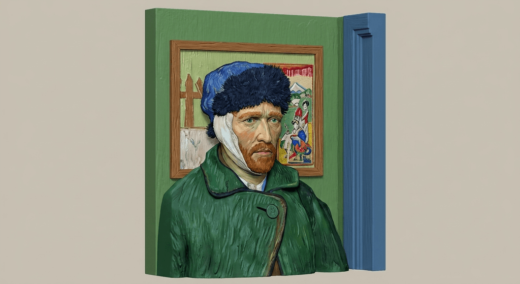 Famous Art - Self-Portrait with Bandaged Ear - Vincent Van Gogh - 1889 - STL File