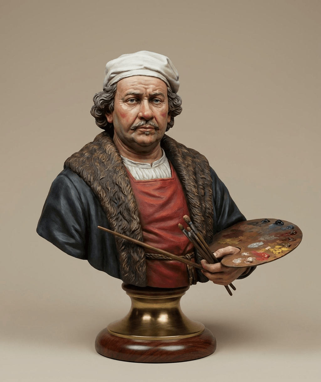 Famous Art - Self-Portrait with Two Circles - Rembrandt - 1665 - STL File