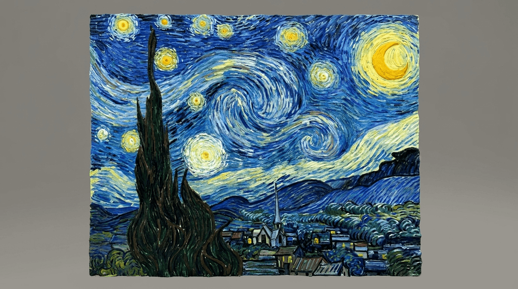 Famous Art - Starry Night -  Vincent van Gogh - 1889 - STL File