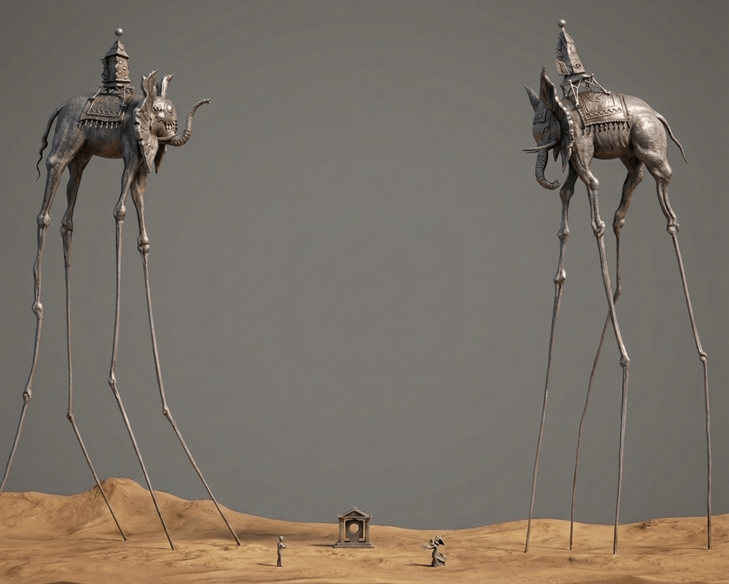 Famous Art - The  Elephants - Salvador Dali - 1948 - STL File