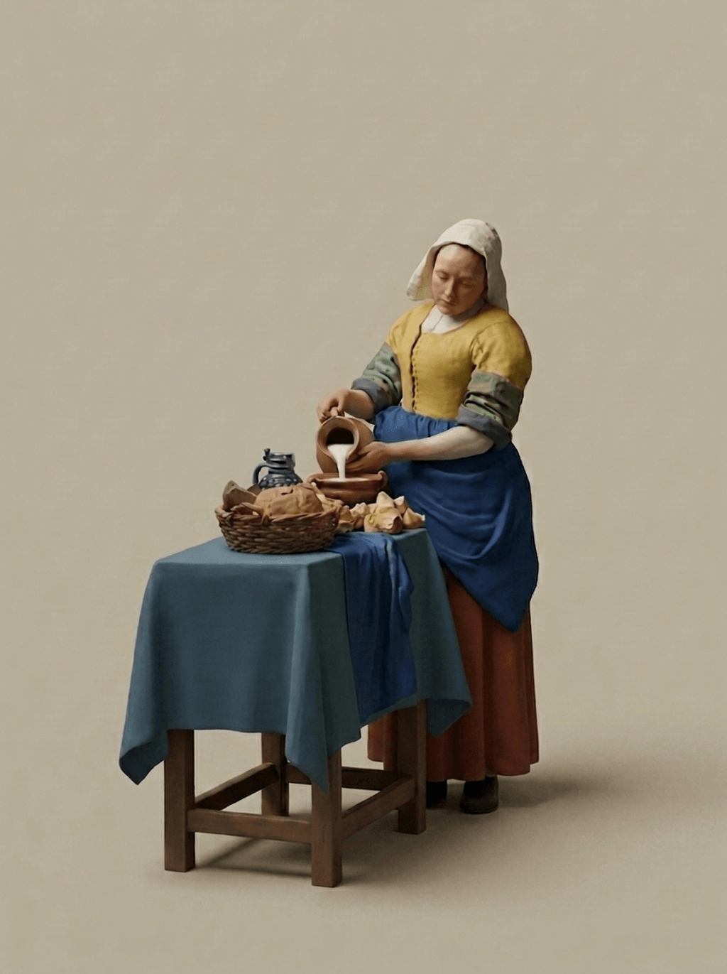 Famous Art - The Milkmaid - Johannes Vermeer - 1657 - STL File